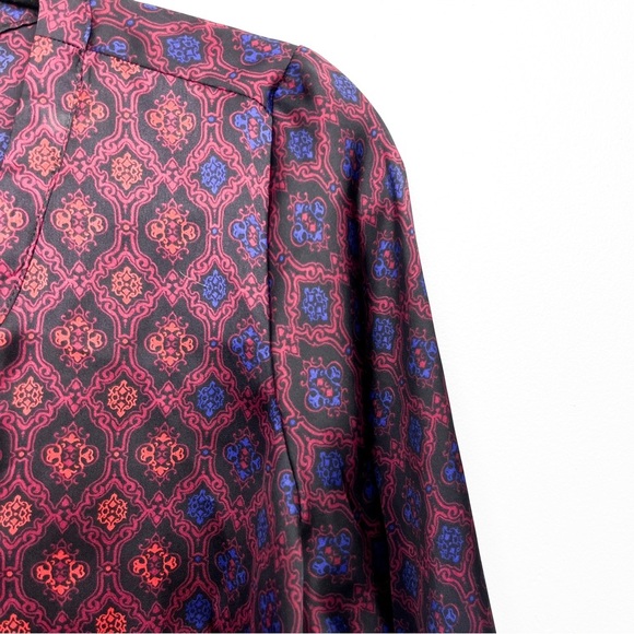 The Limited Silky Style Long Sleeve Red & Blue Ladies Blouse - Picture 3 of 9